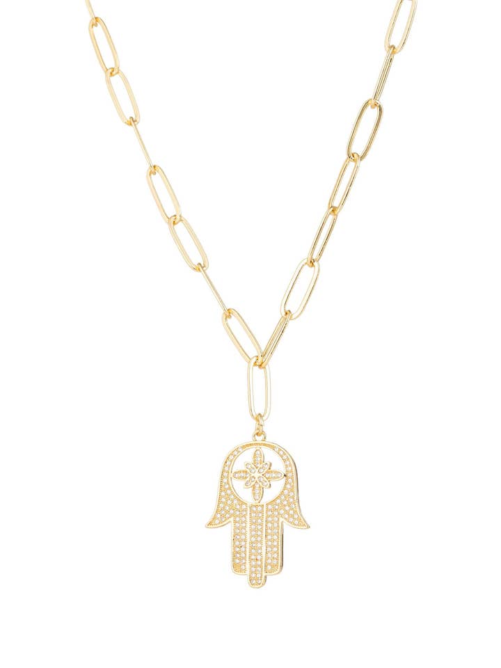 Elah Hamsa Hand Halskæde for engroshandel hos Eye Candy Los Angeles