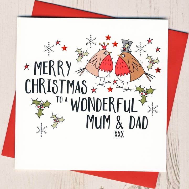 Merry Christmas To My Wonderful Mum & Dad for wholesale by Eggbert & Daisy