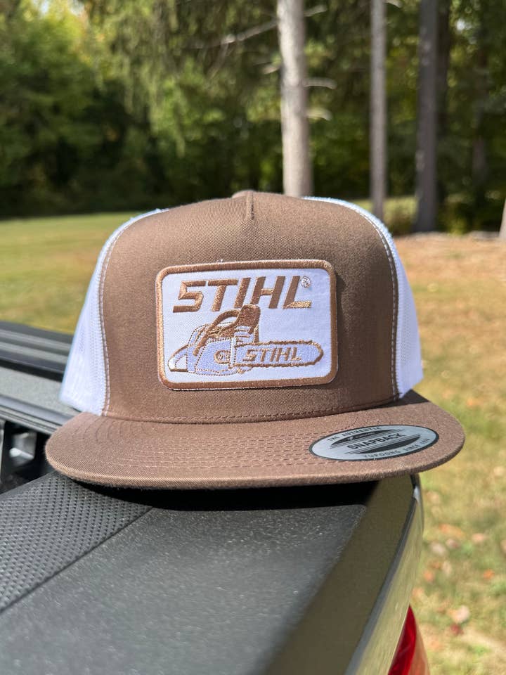 STIHL Brown Snapback for wholesale by River Bent Hat Co.