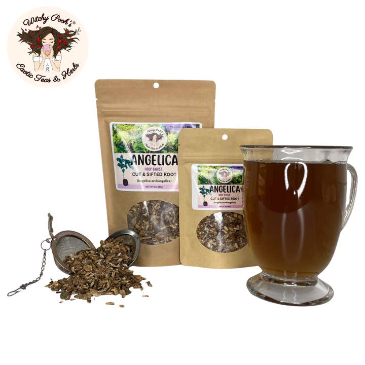 Witchy Pooh's Exotic Teas & Herbs – Chá solto por atacado – Chá de Angélica da Bruxa Pooh - Raiz Cortada e Peneirada, Espírito Santo18