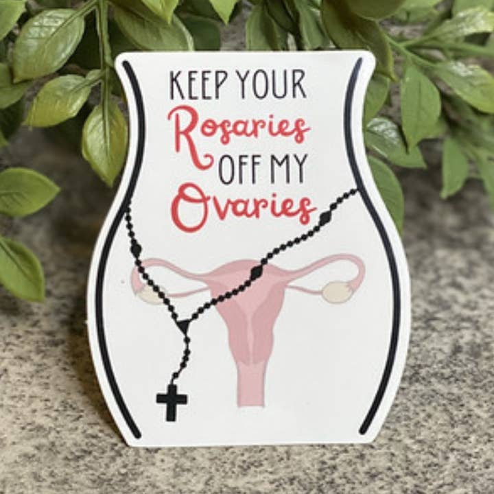 Paquete de 5 pegatinas de vinilo Keep Your Rosaries Off My Ovaries para venta al por mayor de Beautiful Mind Design