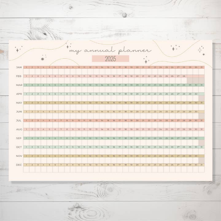 2025 Minimalist Aesthetic Annual Planner Sticker Sheet for wholesale by Three Arrow Gifts