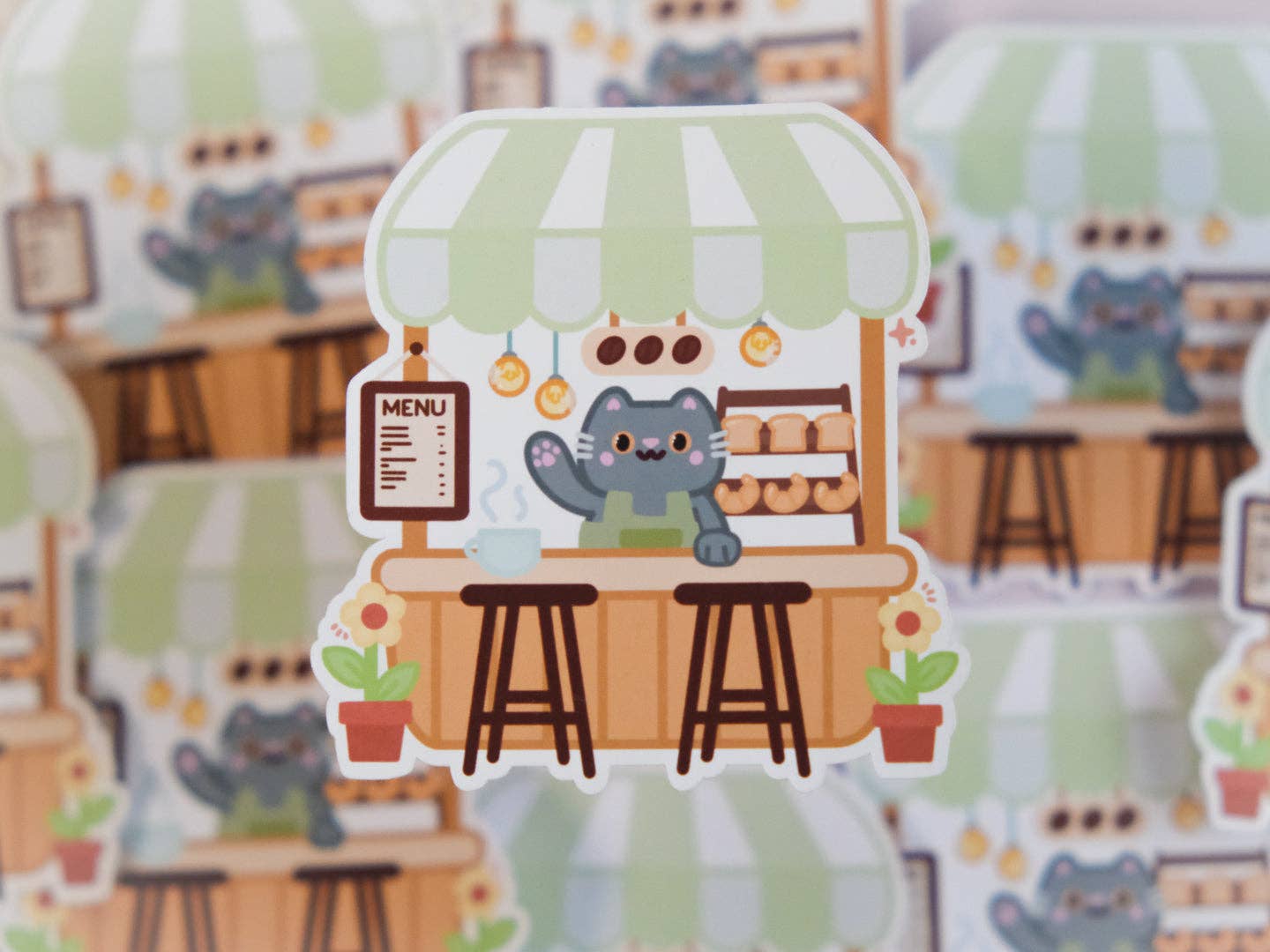 Sparkles in the Wild - Wholesale Sticker - Autocollant de chat mignon de café1