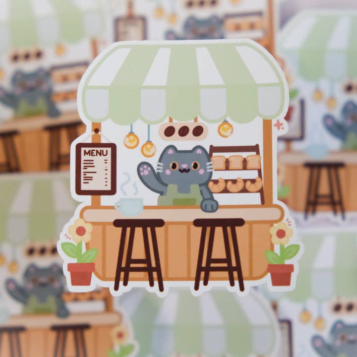 Sparkles in the Wild - Wholesale Sticker - Autocollant de chat mignon de café1