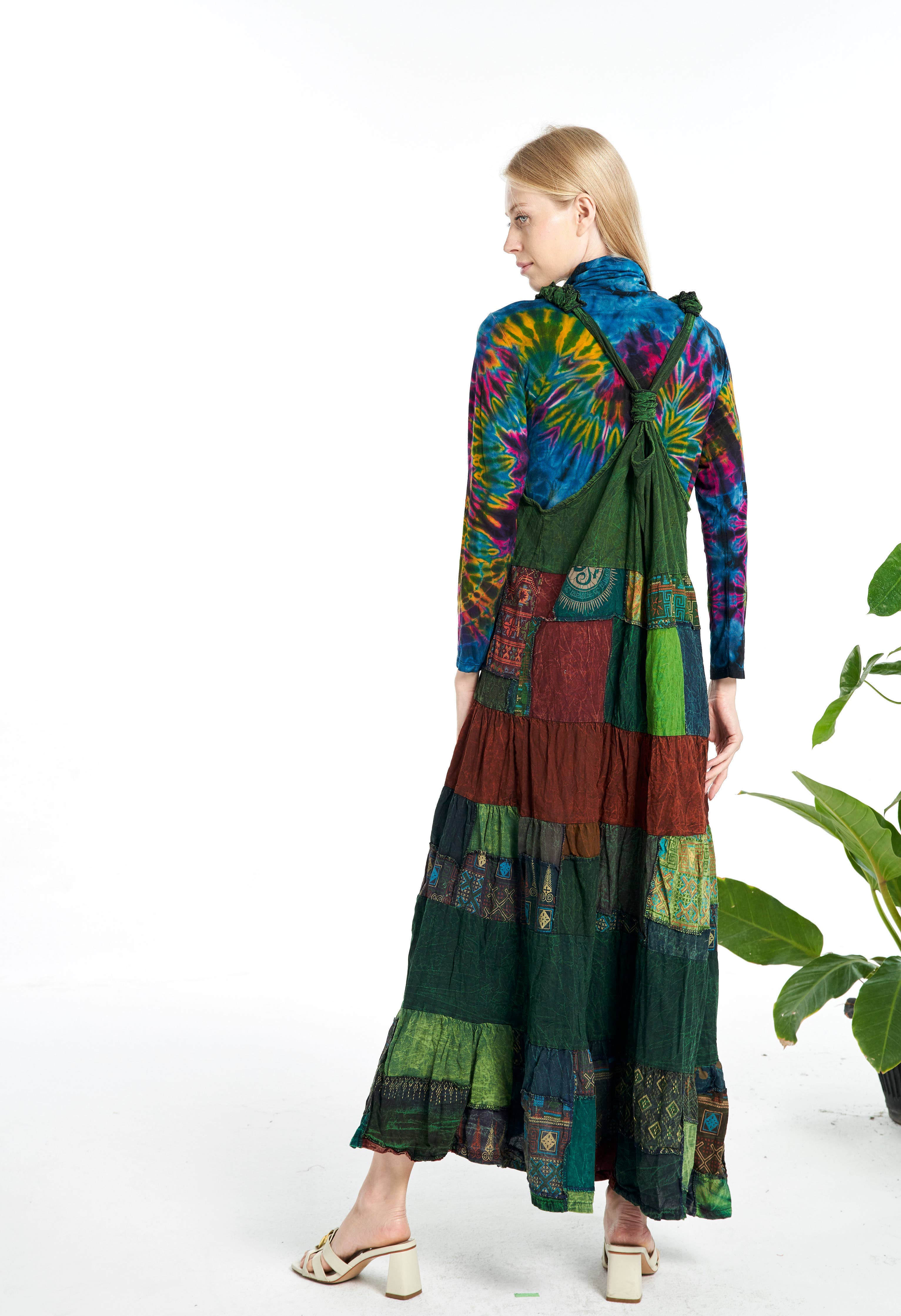 Assorted Colors Patchwork Maxi Dress (TH-1783) for wholesale on Faire1