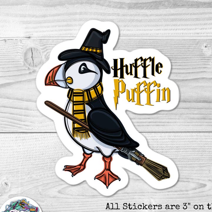 Huffle Puffin Sticker, von Pottern inspirierte Kunst für den Großhandel von For Art Sake Stickers
