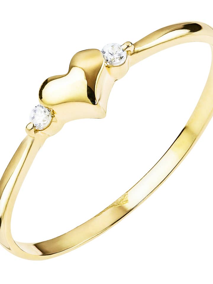9ct Yellow Gold Cubic Zirconia Dainty Heart Ring for wholesale by The Fine Collective