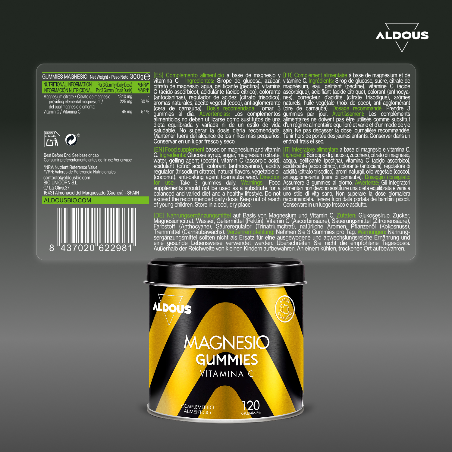 Aldous Bio - Wholesale Oral Supplement/Vitamin - Magnesium Citrate Gummies + Vitamin C - 120 Gummies6