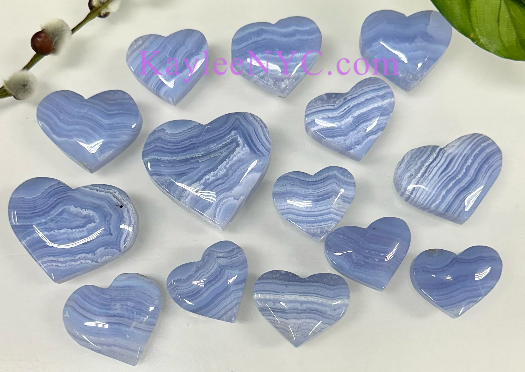 KayleeNYC - Wholesale Spiritual Stone/Crystal - 1 lb Natural Blue Lace Agate Crystal Heart Healing Energy2