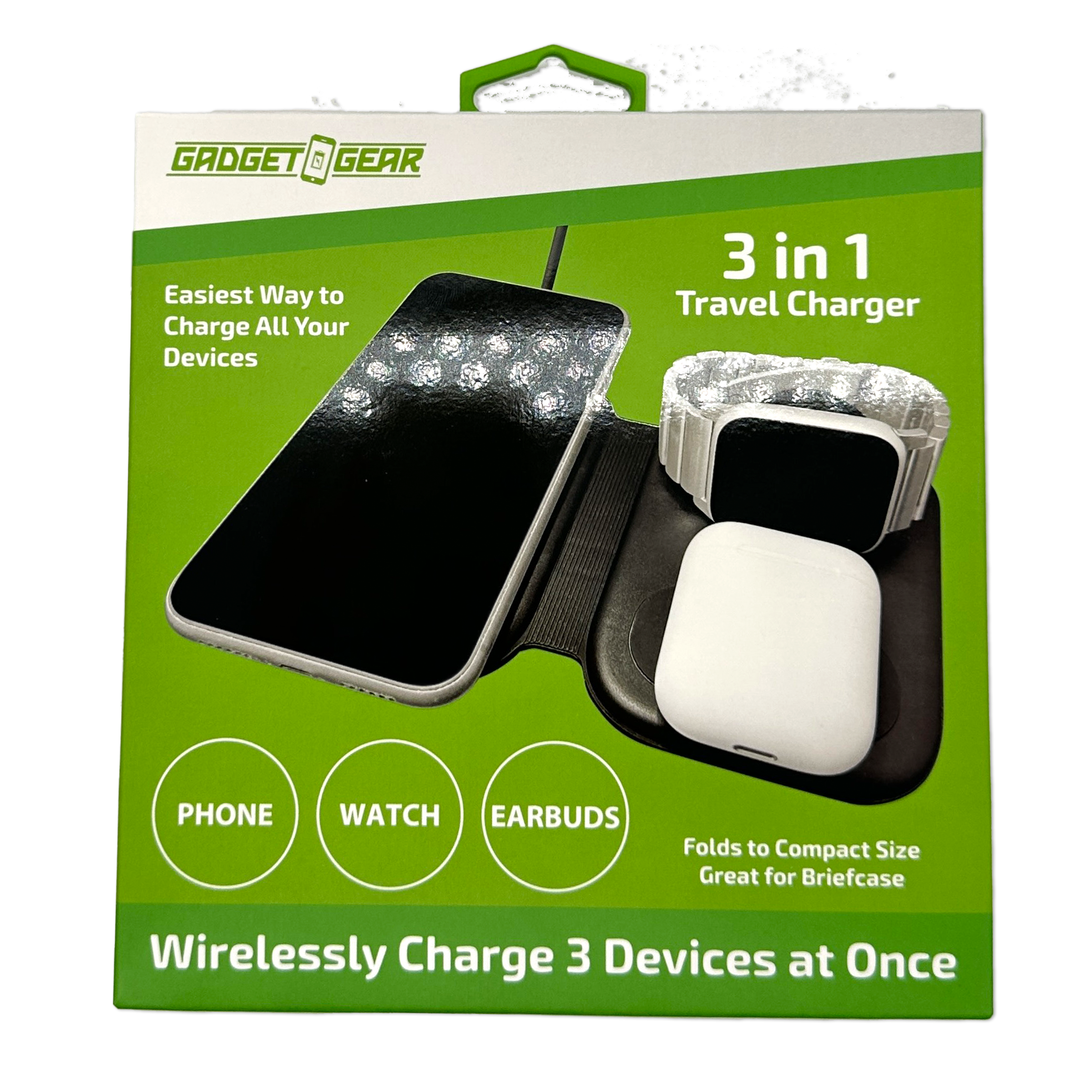 Novelty Closeout - Wholesale Portable Charger - Gadget Gear 3-IN-1 Wireless Travel Charger- 4/Pack0