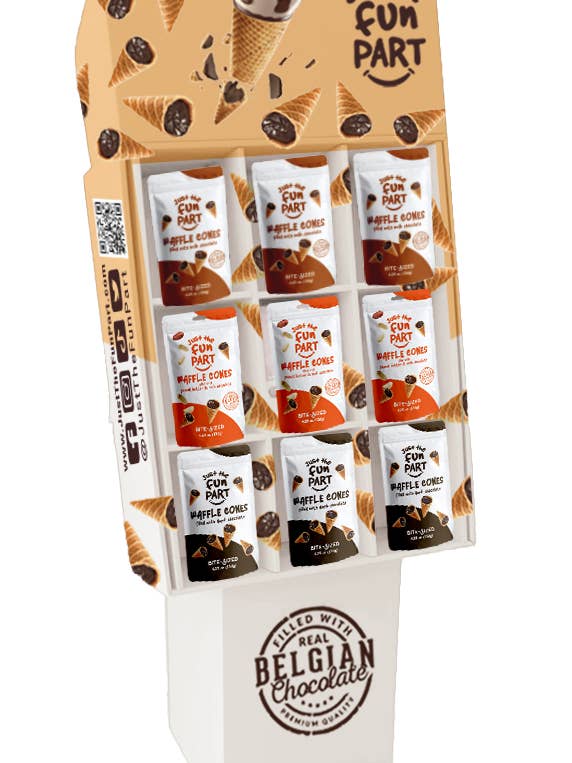 Just The Fun Part-Mixed 63ct Shippers (Milk/Peanutbttr/Dark) for wholesale by Just the Fun Part