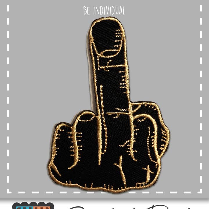 black Iron-on Patch/Fuck-Finger for wholesale on Faire1