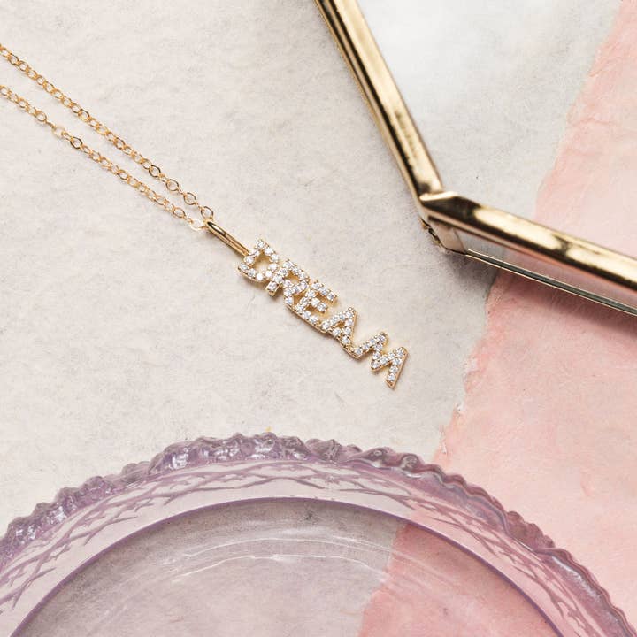 Dream Pave Gold Pendant Necklace for wholesale by Soul & Little Rose