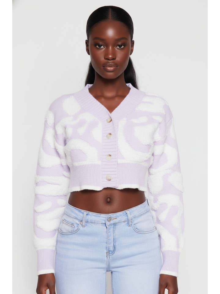 5besties inc - Vendita all'ingrosso Cardigan - Donna - CARDIGAN CORTO IN MAGLIONE A BLOCCHI DI COLORE5