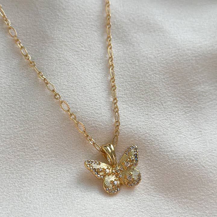 Ellis Grey Jewellery - Wholesale Pendant/charm necklace - 18K Gold CZ Butterfly Necklace0
