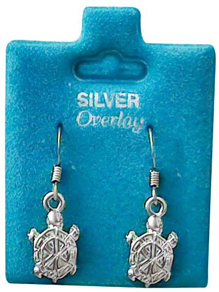 Made In USA Mini Turtle Dangle Earrings Gold or Silver for wholesale by New England Gold Inc.