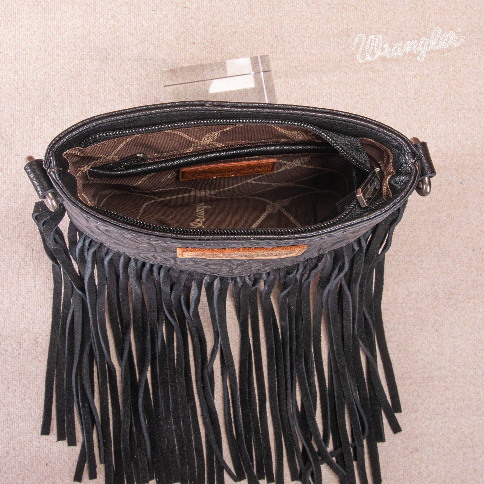 South End Clothing and Apparel L.L.C - Wholesale Crossbody Bag - Women's - Wrangler Vintage Floral Embossed Fringe Crossbody2