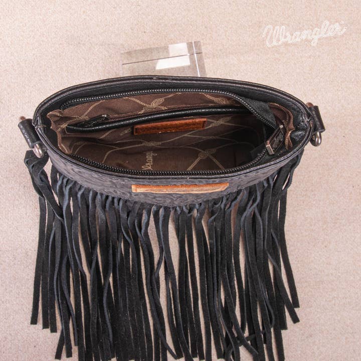 South End Clothing and Apparel L.L.C - Wholesale Crossbody Bag - Women's - Wrangler Vintage Floral Embossed Fringe Crossbody2