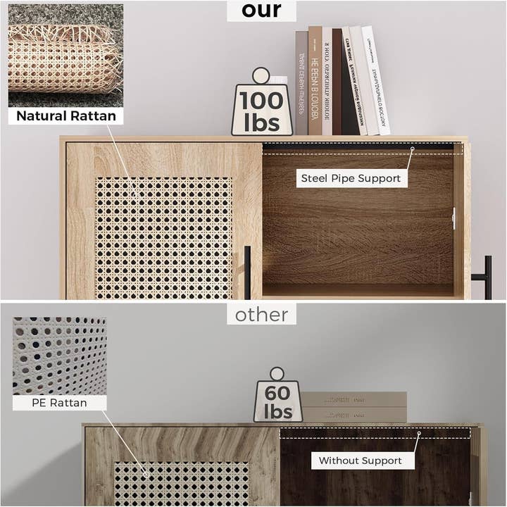 Wood Color Stylish Rattan Storage Cabinet for Modern Living Spaces for wholesale on Faire