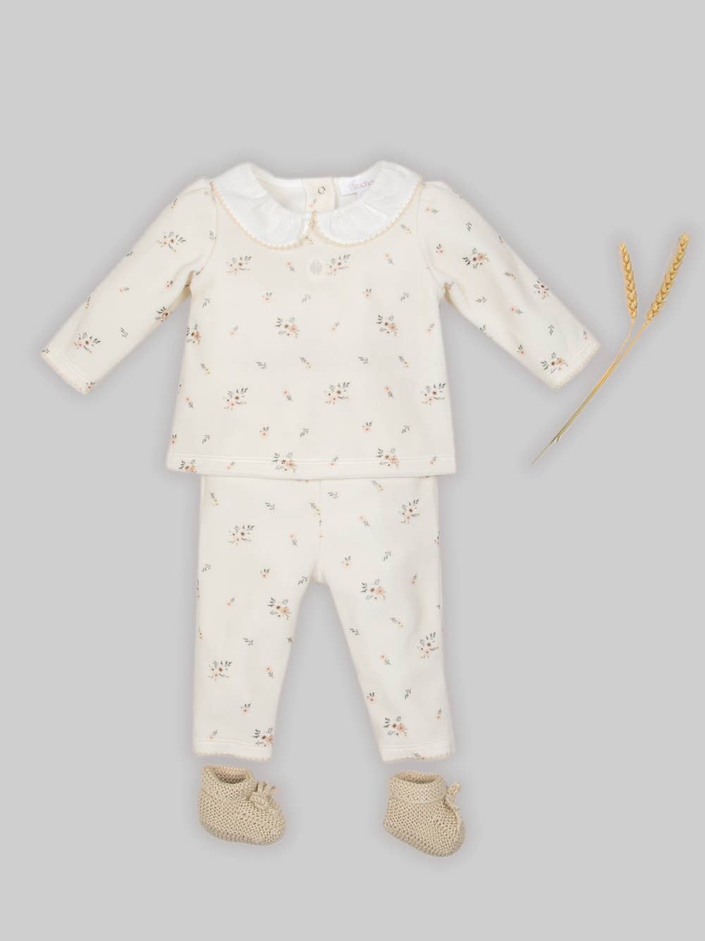 Patachou – Großhandel Mama-Kind-Outfitset – Kinder – Beiges Baby-Set aus Oberteil und Hose3