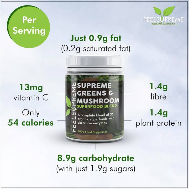 Feel Supreme – wholesale Protein/superfood powder – Supreme Greens and Mushroom Blend | Daily Greens Blend1