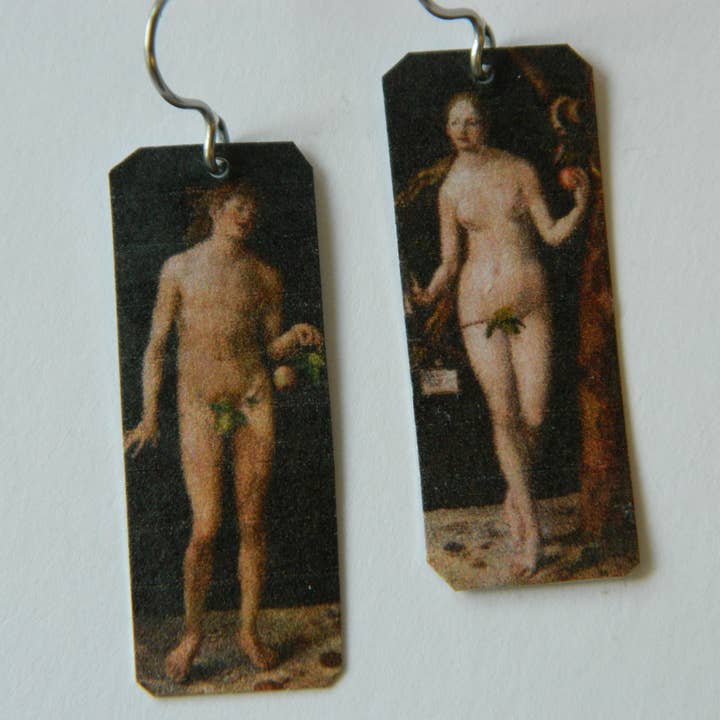 Kunst øreringe Adam og Eva mismatch øreringe for engroshandel hos Sarah Wood Studio