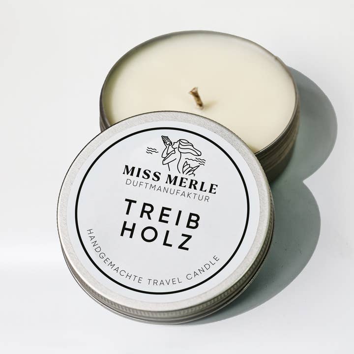 Travel Candle DRIFTWOOD, 90g - ideal for travel for wholesale by MISS MERLE Duftmanufaktur