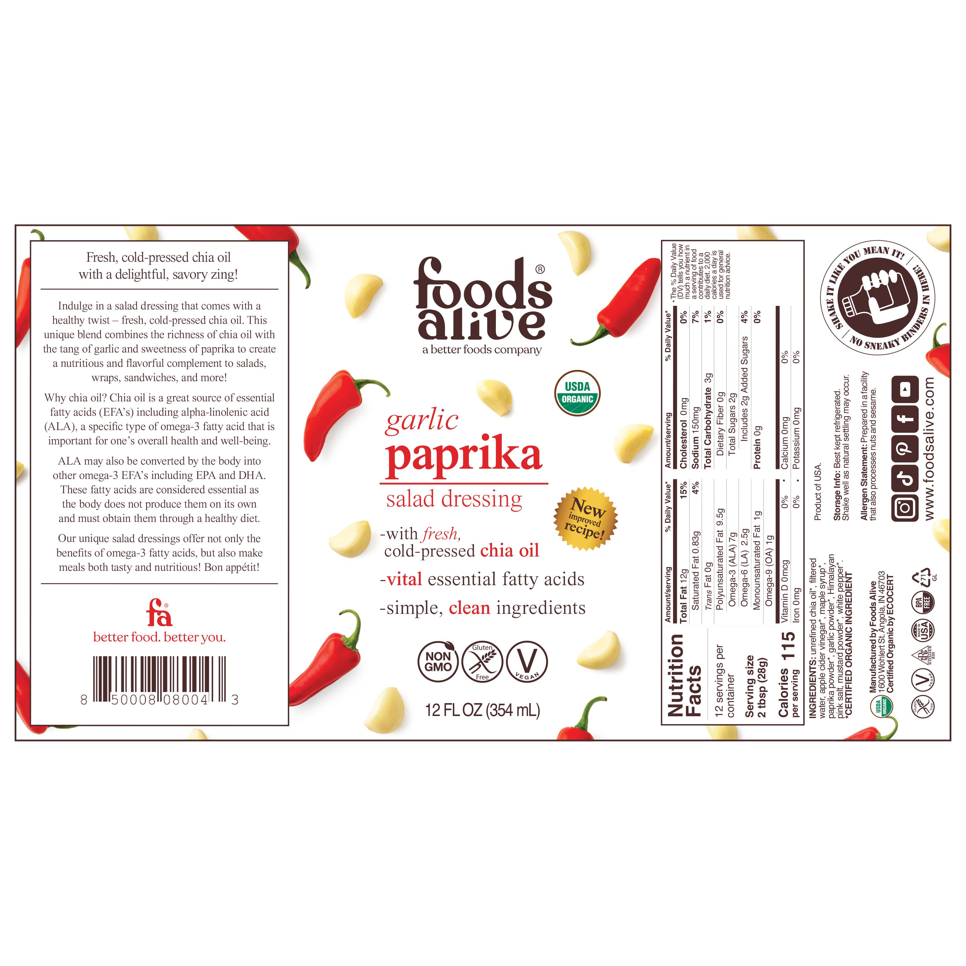 Foods Alive - Wholesale Salad Dressing - Garlic Paprika Salad Dressing - Organic1
