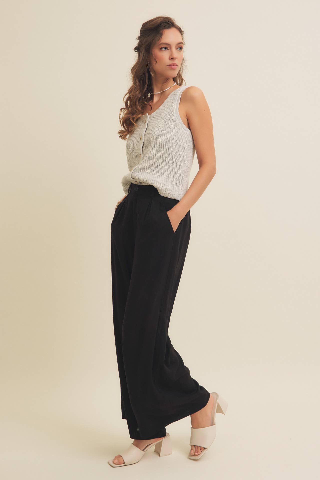 in february - Wholesale Pants - Women's - MINIMALIST MUSE DRAPEY WIDE-LEG LINEN TROUSERS26