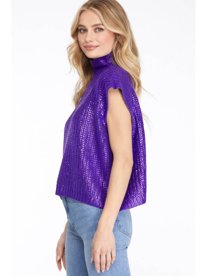 Peace Love Line - Wholesale Sweatshirt - Women's - SLI5012 - METALLIC FOIL SWEATER TOP2