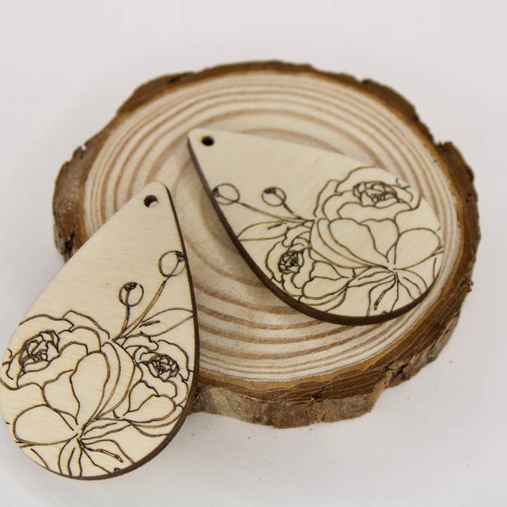 Pfingstrosen Ohrring Holz Blanks für den Großhandel von PhilCo Forged