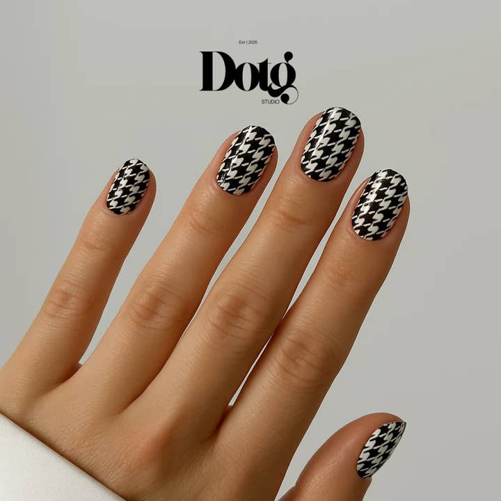 Houndstooth Nail Wraps DIY Manicure Stickers Decal Strips for wholesale by Design on The Go Studio