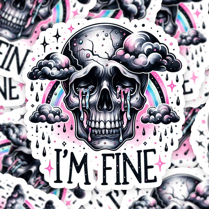 Im Fine crying Skull Sticker for wholesale by MyHauntedSpace