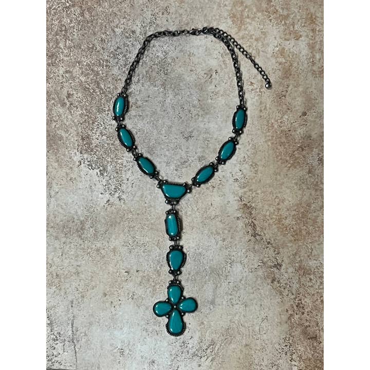 Nizhonitradersllc - Wholesale Pendant/charm necklace - Turquoise Tree Sap Cross Necklace4