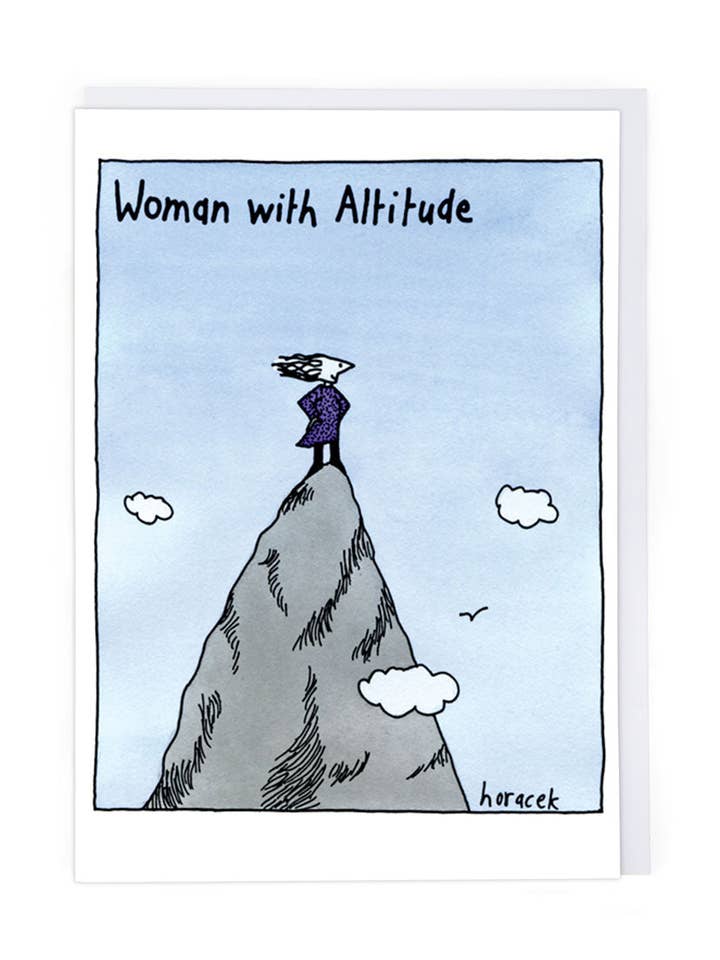 WOMAN WITH ALTITUDE for wholesale by Cath Tate Cards