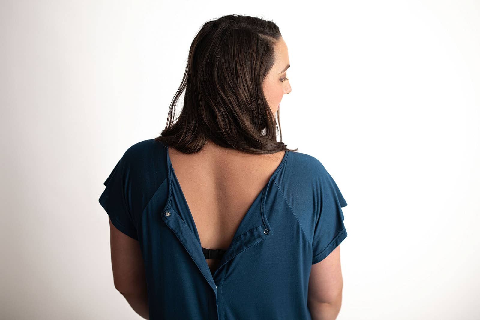 Three Little Tots - Wholesale Dress - Maternity - Navy Blue Maternity Mommy Labor and Delivery/ Nursing Gown16