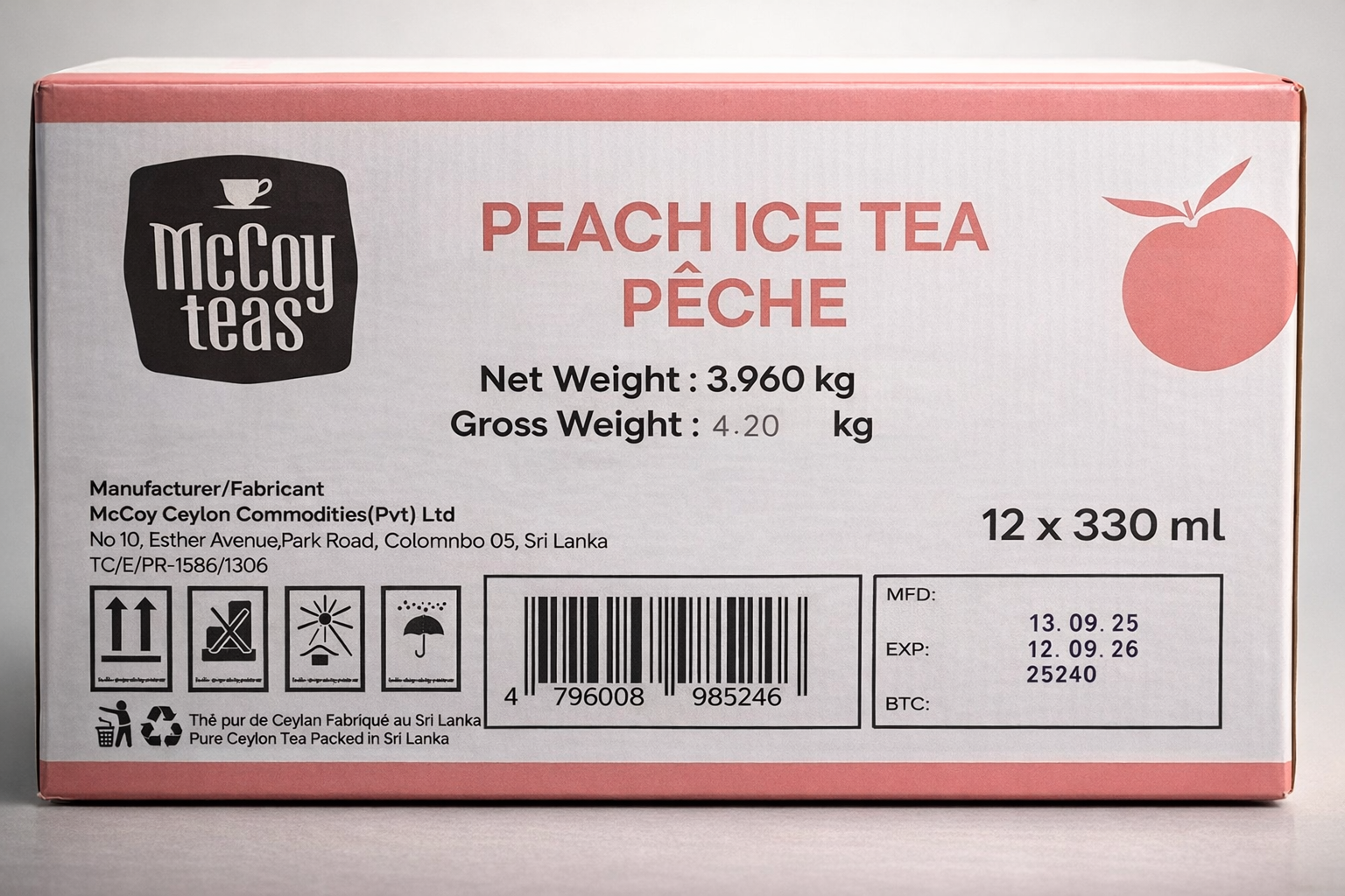 Mccoy Teas Canada - Wholesale Iced Tea - Pêche Naturally Infused Ceylon Iced Tea 12 Pack 3