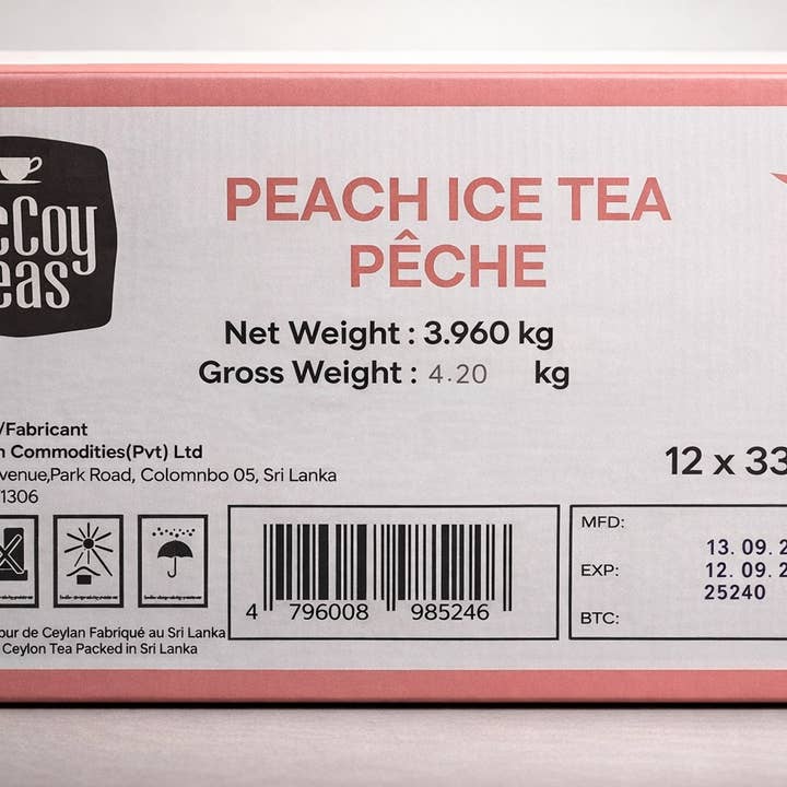 Mccoy Teas Canada - Wholesale Iced Tea - PĂȘche Naturally Infused Ceylon Iced Tea 12 Pack 3