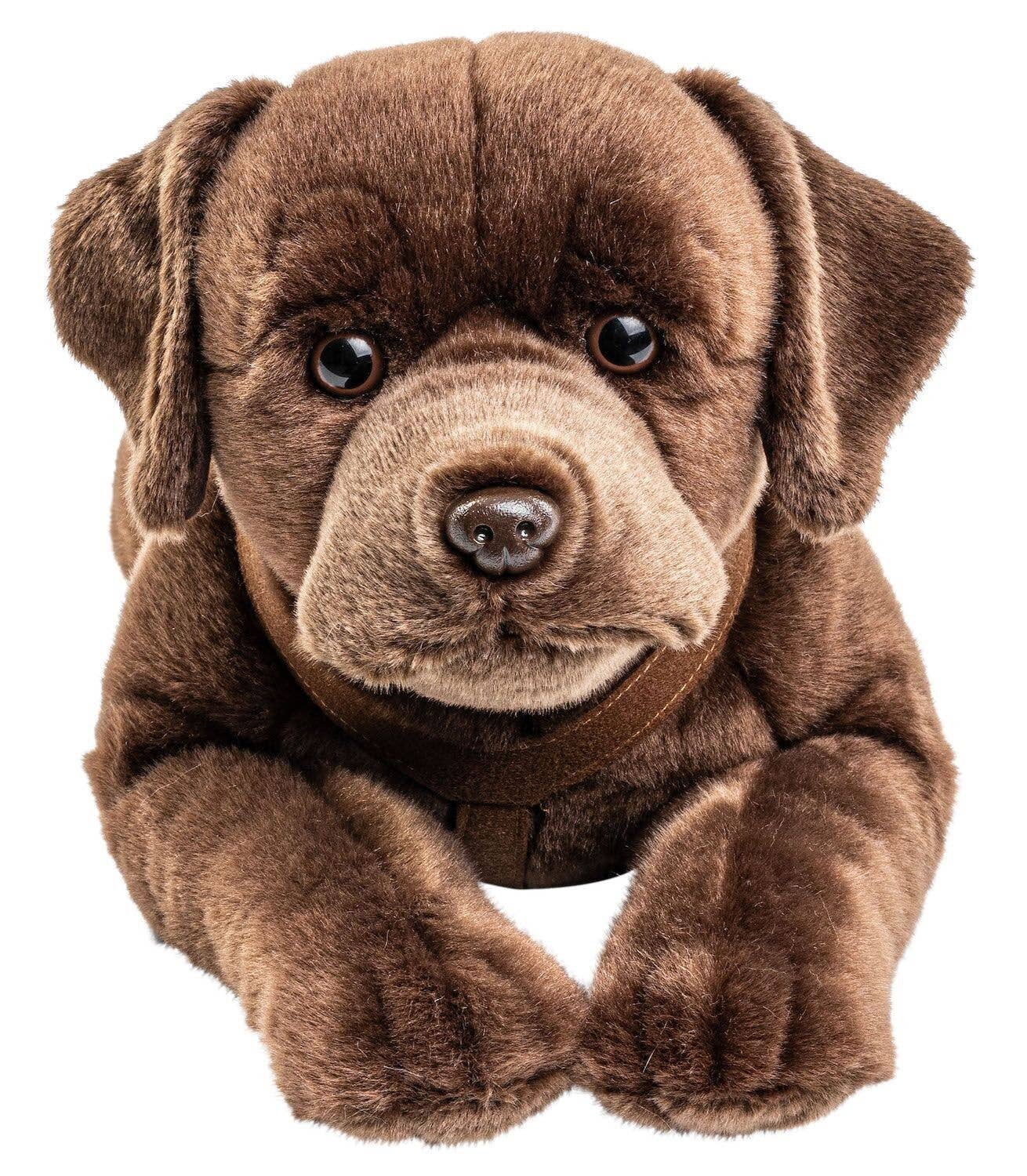 Uni Toys - Wholesale Stuffed/Plush Toy - Kids & Baby - Labrador, lying down, with dishes (brown) - cuddly/plush1