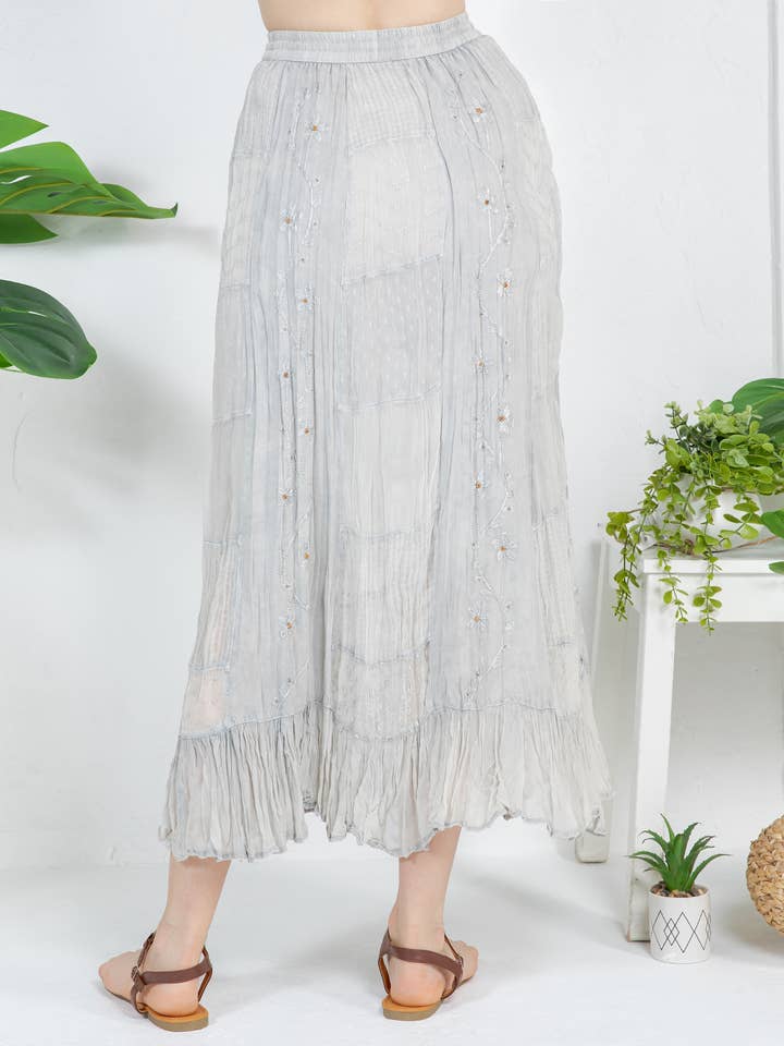 Young Threads - Wholesale Skirt - Women's - Women Patchwork Embroidered Maxi Skirt With Side Pockets18