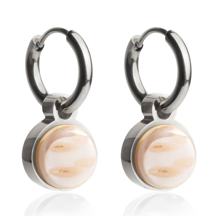 Mix & Match hoop earrings with pendant • silver/ apricot • 12 mm for wholesale by ALEXASCHA