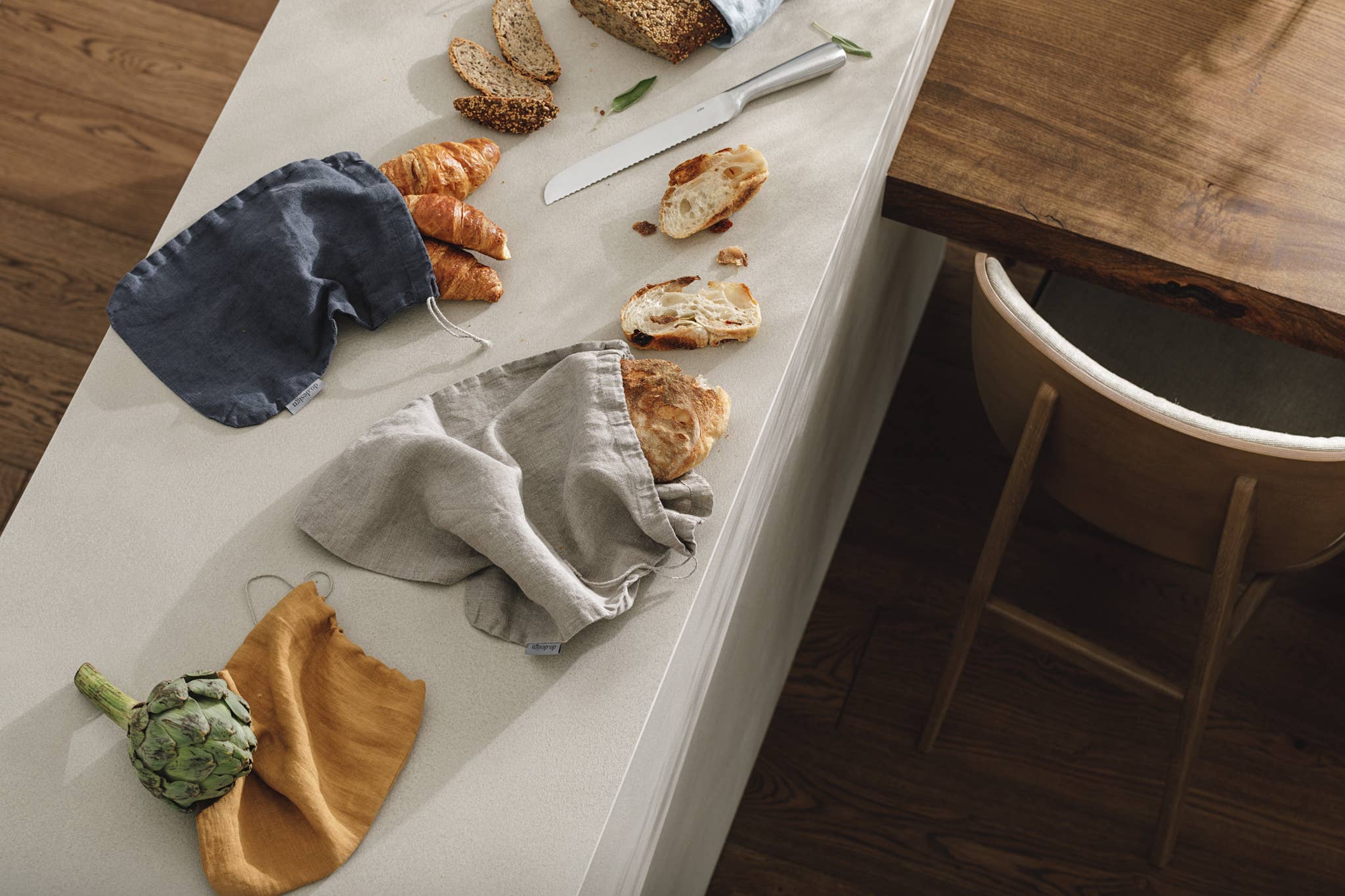 dodesign – wholesale Livsmedelsförvaring omslag/väska – Bröd-påsar i 100 % linne / Naturlig / Small12