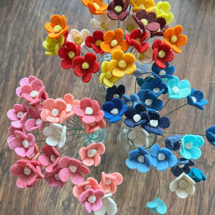 Flores de Feltro - Hastes Minimalistas de Enchimento - conjunto de 5 - escolha o seu pacote de cores por atacado de Grab a Coffee