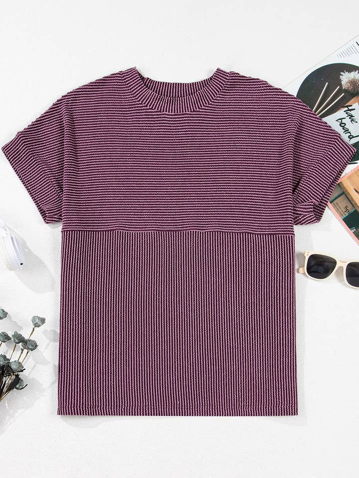 Lovesoft - Wholesale Knit Top - Women's - Toadstool Plain Corded Knit Mock Neck T Shirt