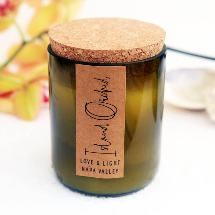 Cut Wine Bottle with Cork Lid for wholesale by Love and Light Napa Valley