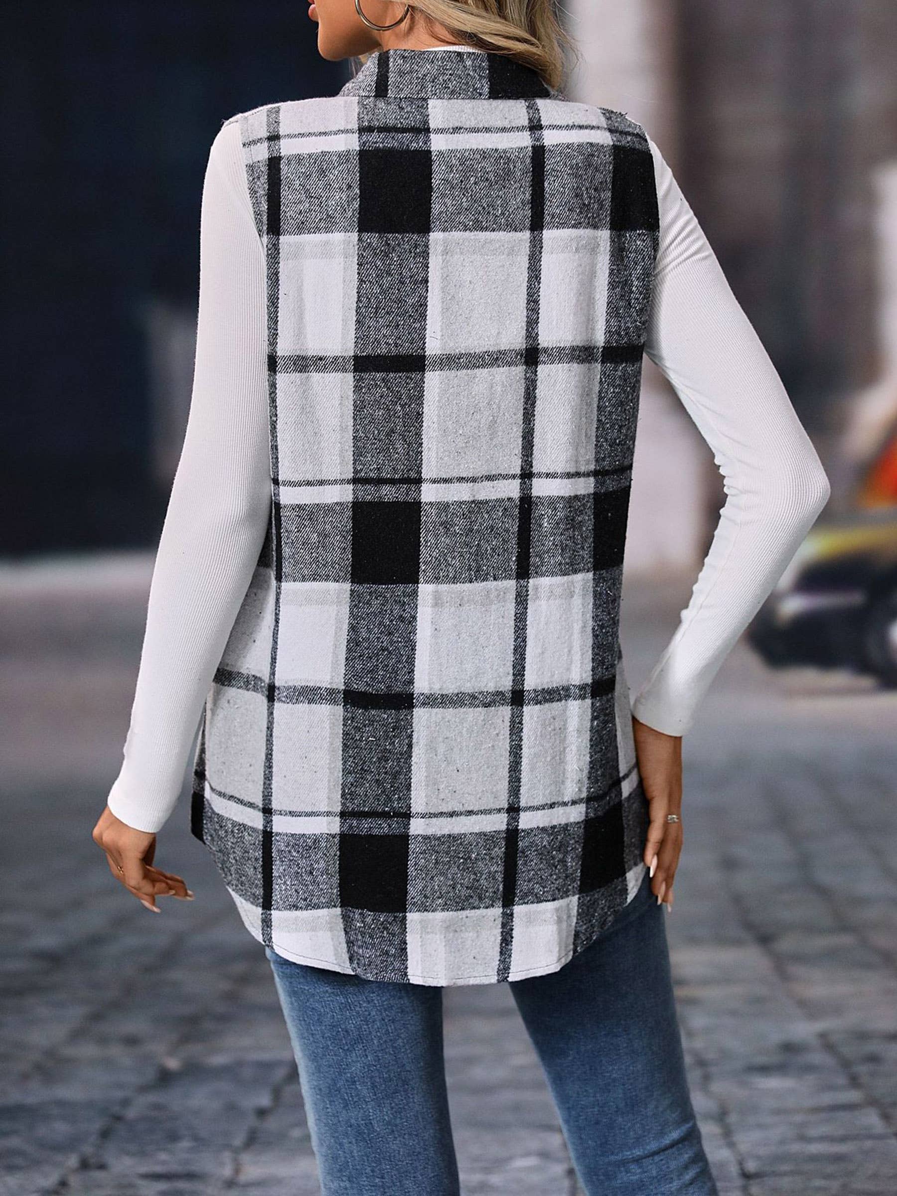 Wholesalesir - Wholesale Outerwear Vest - Women's - Plaid Sleeveless Vest5
