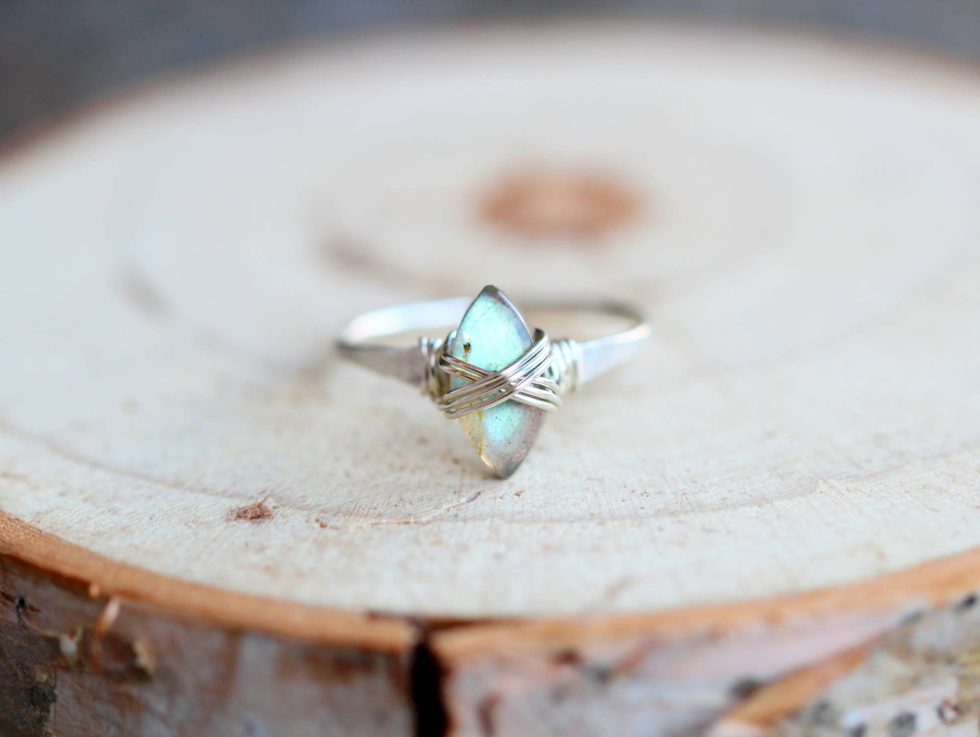 Saressa Designs - Wholesale Cocktail/Statement Ring - Marquis Caged Ring - Labradorite1