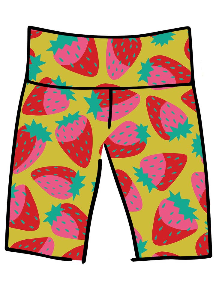 High Rise Bike Shorts Strictly Strawberry for wholesale by Thunderpants USA
