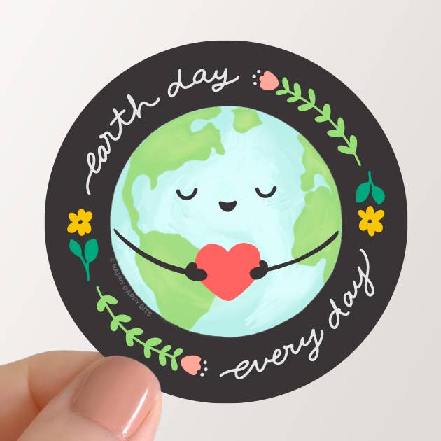 Earth Day Every Day Sticker, PVC-Free Eco-Friendly Sticker for wholesale by Happy Dappy Bits