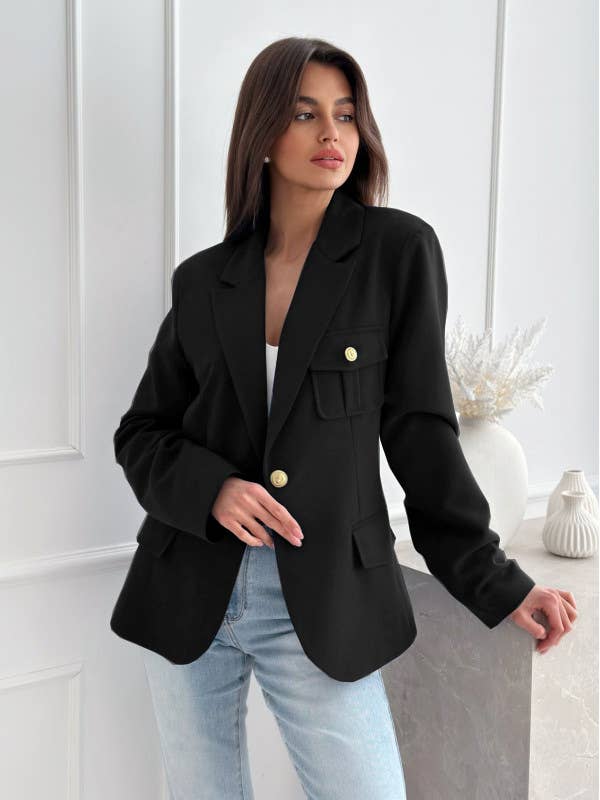 Lily Clothing - Wholesale Blazer - Women's - SOLID COLOR LONG-SLEEVED DOUBLE-BREASTED SUIT